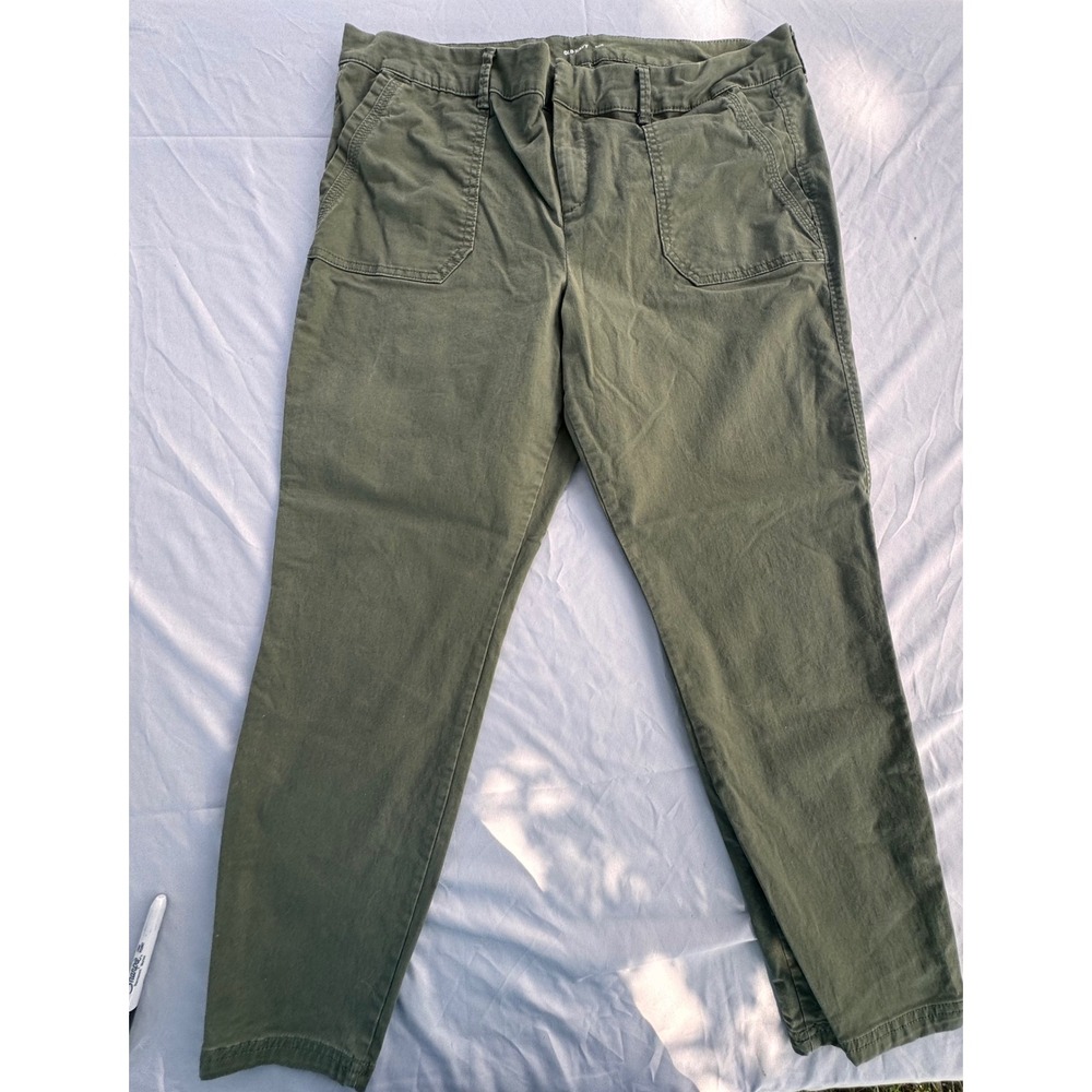 Old Navy Pixie Ankle Pants Womens 14 Olive Green Chino Stretch Tapered Mid Rise